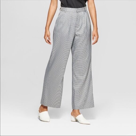 Prologue  Target Houndstooth Plaid Check Wide Leg Cropped  Trouser Pants - Picture 9 of 10